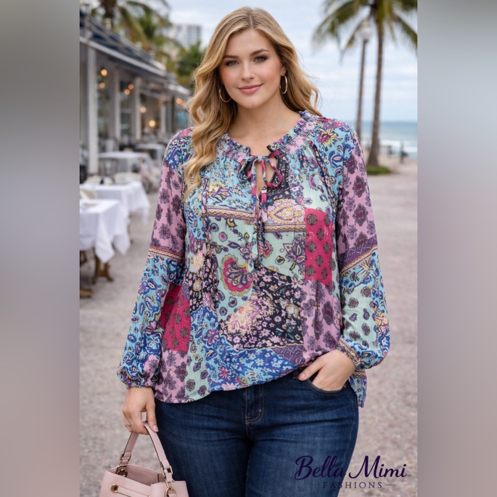 Floral Patchwork Blouse - Multicolor NWT - image 1